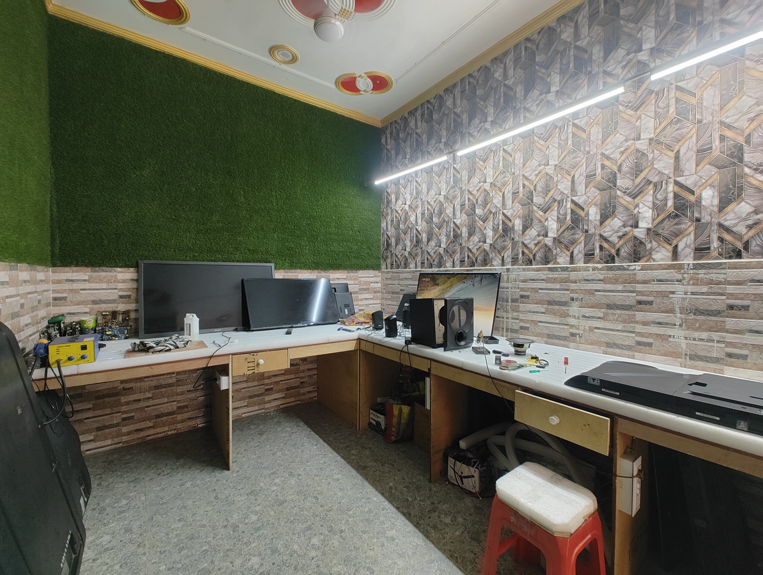 TV technician at work